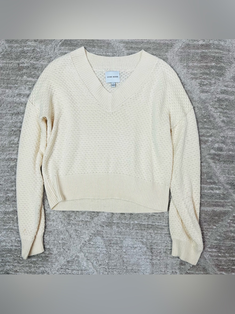 Women’s Pink Rose v-neck knit sweater butter yellow